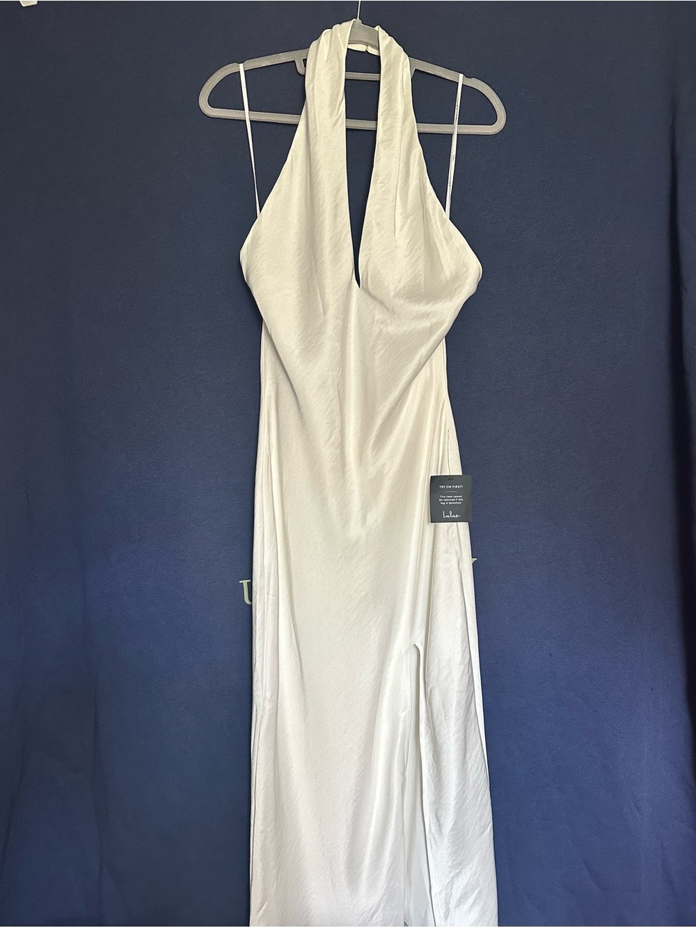 Lulu's White Plunging Halter Backless Maxi Dress